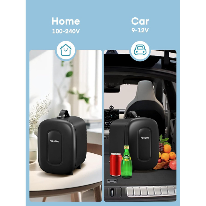 ‎Міні-холодильник 5 л, чорний FOHERE