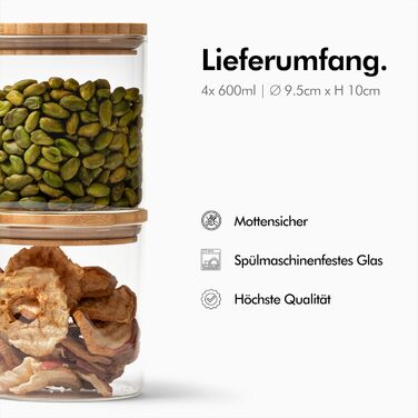 Ємності для зберігання продуктів 600 мл, набір 4 предмети, KIVY