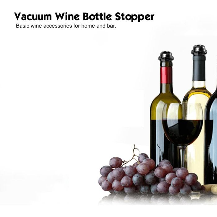 Автоматический винный насос WIWONEY с 1 перезаряжаемым вакуумным насосом и 4 винными пробками для вакуума и 1 зарядным кабелем типа C (черные силиконы)
