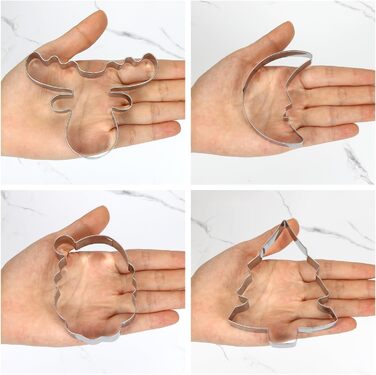 Різдвяні формочки для печива, набір формочок для печива гном Санта Клаус, формочка для печива з нержавіючої сталі у формі лося, формочка для печива з 4 головами лося, подарункові формочки для печива для випікання помадних тортів (барвиста тема A6)