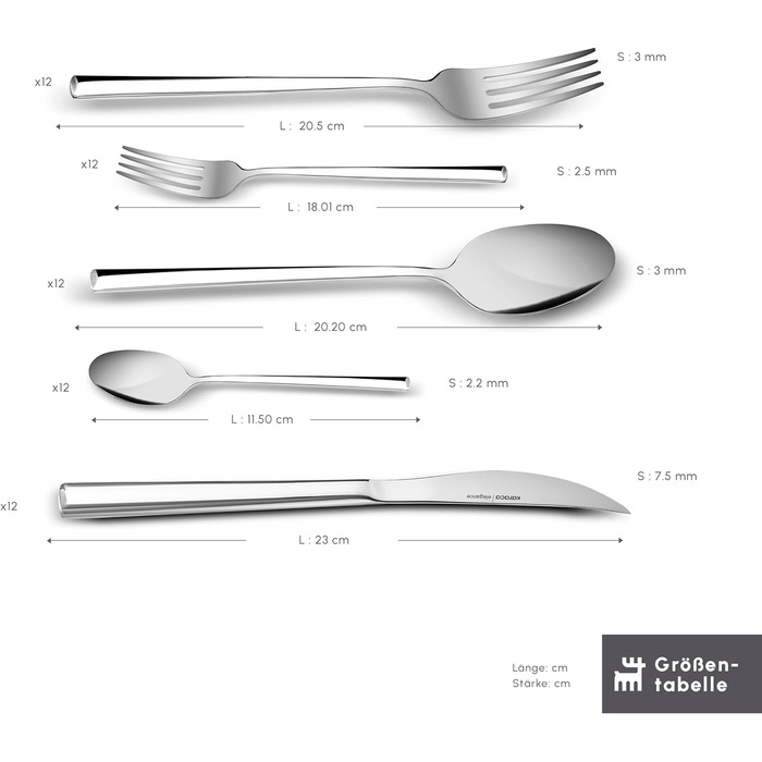 Набор столовых приборов из 60 предметов, на 12 человек, набор столовых приборов из нержавеющей стали 18/10, можно мыть в посудомоечной машине, идеально подходит для повседневного использования