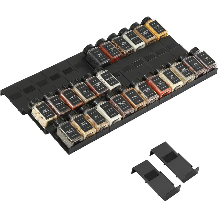 Органайзер для спецій пластиковий розсувний, 36 комірок, чорний Famhap