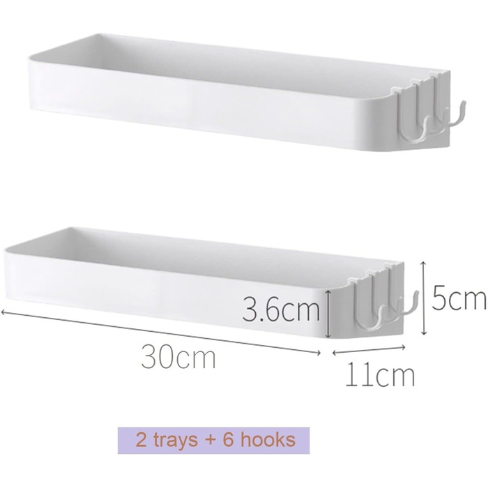 Полиця для ванної самоклеюча, набір 2 предмети, білий YUHIAKE