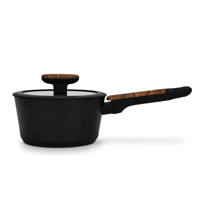 Ковш Fissman FEORELLA 16x8,5 см 1,45 л со стеклянной крышкой алюминий с антипригарным покрытием (14510)