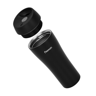 Термокухоль Fissman 420 мл, колір чорний нержавіюча сталь (9883)