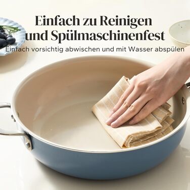 Сковорода с керамическим покрытием и стеклянной крышкой 28 см, синяя Redchef