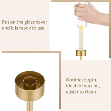 Підсвічник Sziqiqi для конічних свічок конічний підсвічник зі скляним циліндром для весільного декору - вінтажний підсвічник зі скляним ліхтарем для вітальні, прикраси різдвяного столу на відкритому повітрі (золотий, 18)