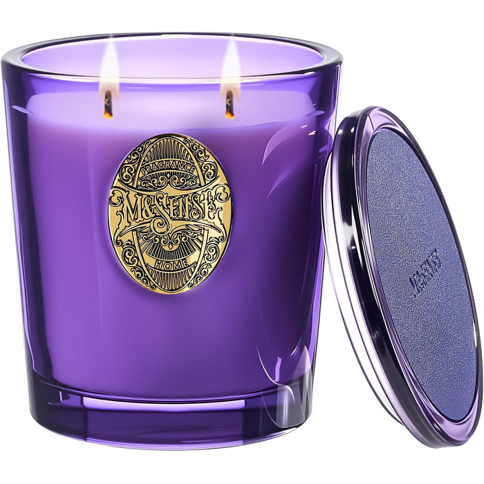 Ароматна свічка M&SENSE Лісова хатина, ароматичні свічки у склянці, натуральна соєва свічка, час горіння 55 годин, подарункові свічки для жінок та чоловіків, подарункова свічка (ягідний насичений, 560 г)