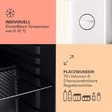 Міні-холодильник зі скляними дверцятами 48 л кремовий Klarstein