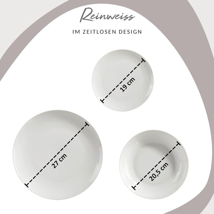 Столовий сервіз, білий, порцеляна (обідній сервіз 18 шт. на 6 персон) Sänger New Port