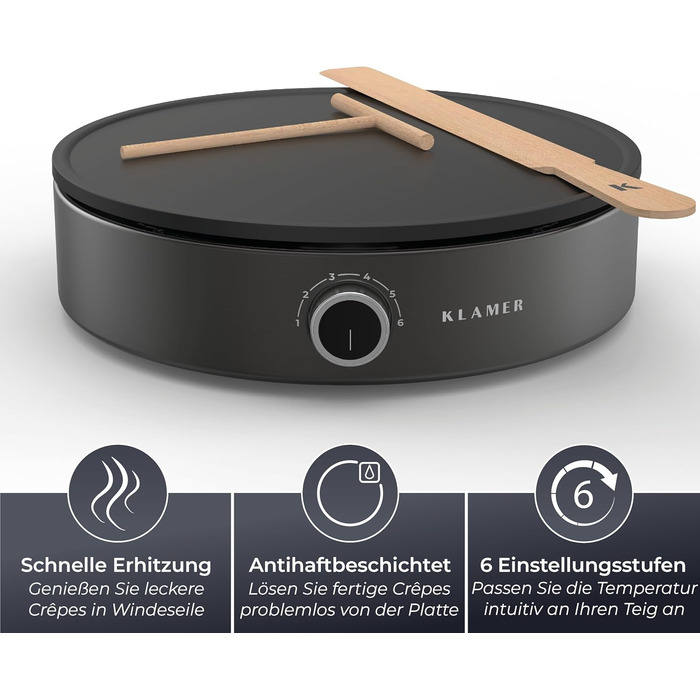 Млинниця електрична 33 см, 1500 Вт Klamer