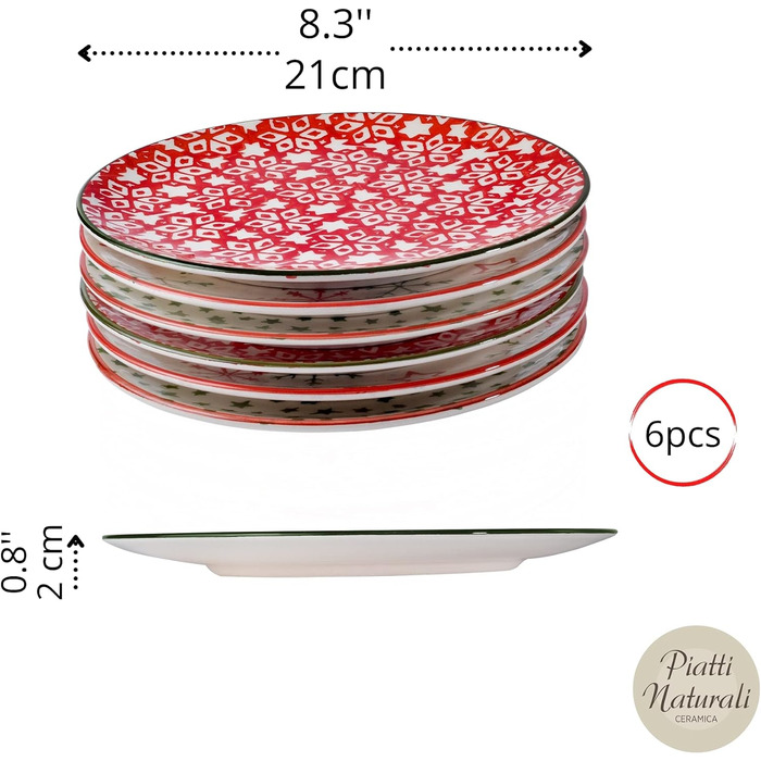 Набір із 6 тарілок на 6 персон  21 см Piatti Naturali