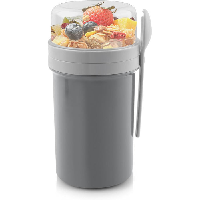 Стаканчик для пластівців 800 мл із ложкою, сірий Acasimo