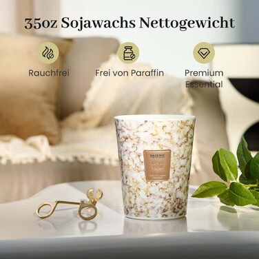 Ароматизована свічка M&SENSE велика Чорні ароматизовані свічки у склянці Ароматизована свічка з натурального соєвого воску Розслаблююча ароматерапія Подарунок для жінок та чоловіків, Різдво Час горіння 75 годин та 2 ґноти (лимон-ваніль, 990 г)