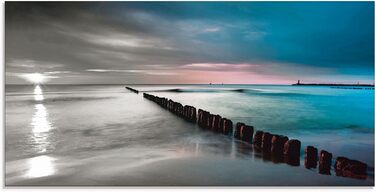 Настінний декор ARTland скляні картини настінна картина скляна картина цільна 40x40 см квадрат пляж море сонце Кариби природа пейзаж узбережжя схід сонця морський S7LE (Пляж Балтійського моря, 60Д x 30Ш см)