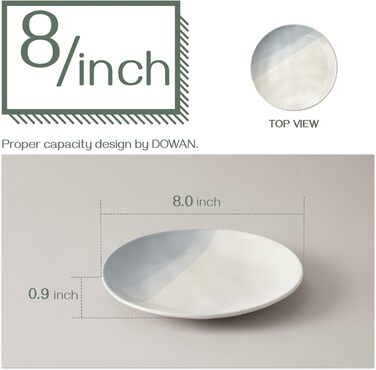 Керамические обеденные тарелки DOWAN 20,3 см, градиент, синие десертные тарелки, фарфоровые тарелки для закусок для салата, большие кухонные сервировочные тарелки, сейф для посудомоечной машины и микроволновой печи, 4 шт.