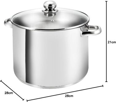 Кастрюля 12,5л из нержавеющей стали со стеклянной крышкой 28 см Kopf