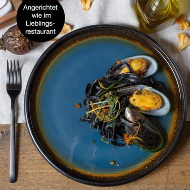 Суповая тарелка из керамогранита 19 см Керамическая миска для супа, лапши, салата или мюсли (4 большие тарелки), 4 шт.