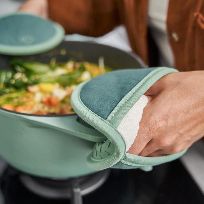 Набір 2 шт. Силікон і бавовна, термостійкі (прихватки, м'ята)