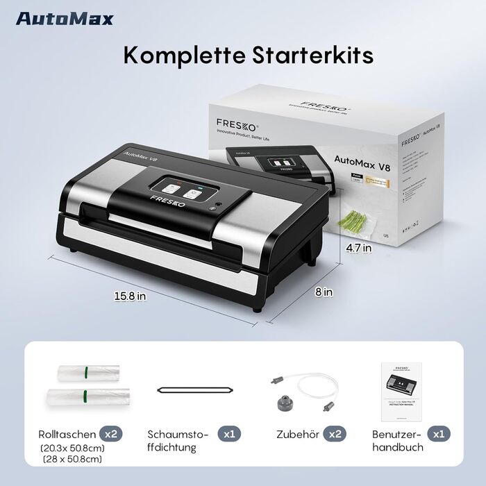 Вакуумный упаковщик из нержавеющей стали 18 л/мин 140 Вт Fresko