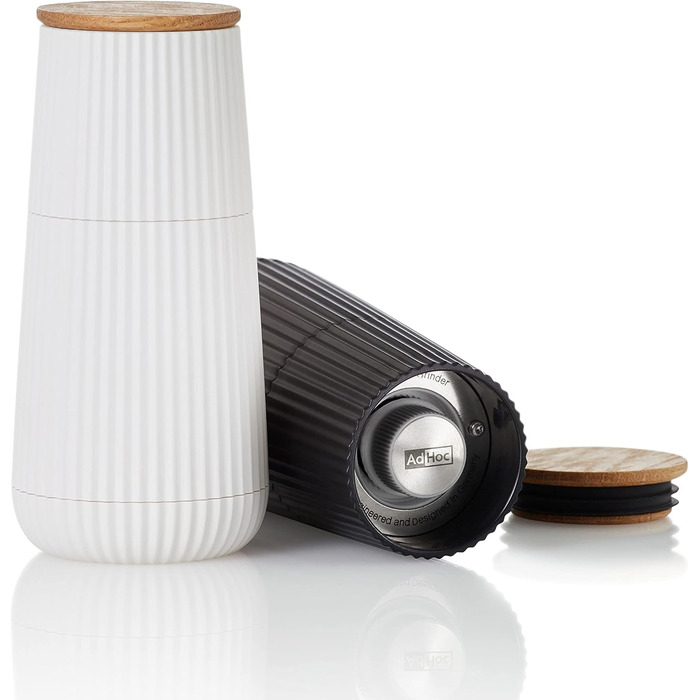 В рельефном дизайне, черно-белый, с керамической шлифовальной машиной CeraCut (белый), 150 Set Pepper and Salt Mill Scape