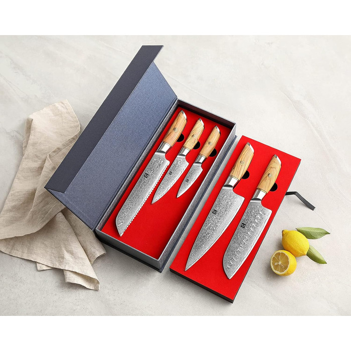 Набір кухонних ножів з дамаської сталі, 5 предметів XINZUO