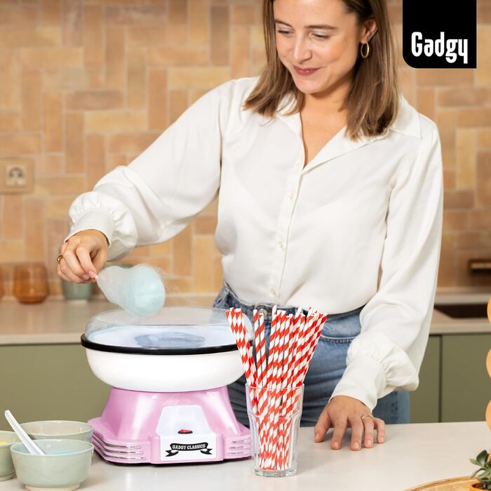 Машина для цукрової вати Gadgy для дому - Машина для цукрової вати для цукру або цукерок - Машина для цукрової вати - Цукрова вата для дитячих свят, днів народження та вечірок - (Рожева)