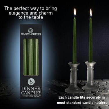 Набір з 6 конічних свічок 2,2 x 25 см, темно-оливковий DECO EXPRESS