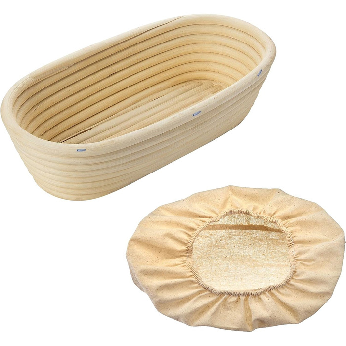 Кошик для вистоювання Westmark, для тіста для хліба вагою 1500-2000 г, овальний, довжина приблизно 40 см, ротангова тростина, світло-бежева, 32022270 (набір з 2 шт. , довжина 27,5 см)