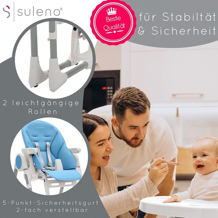 Дитячий стільчик для годування світло-блакитний Suleno
