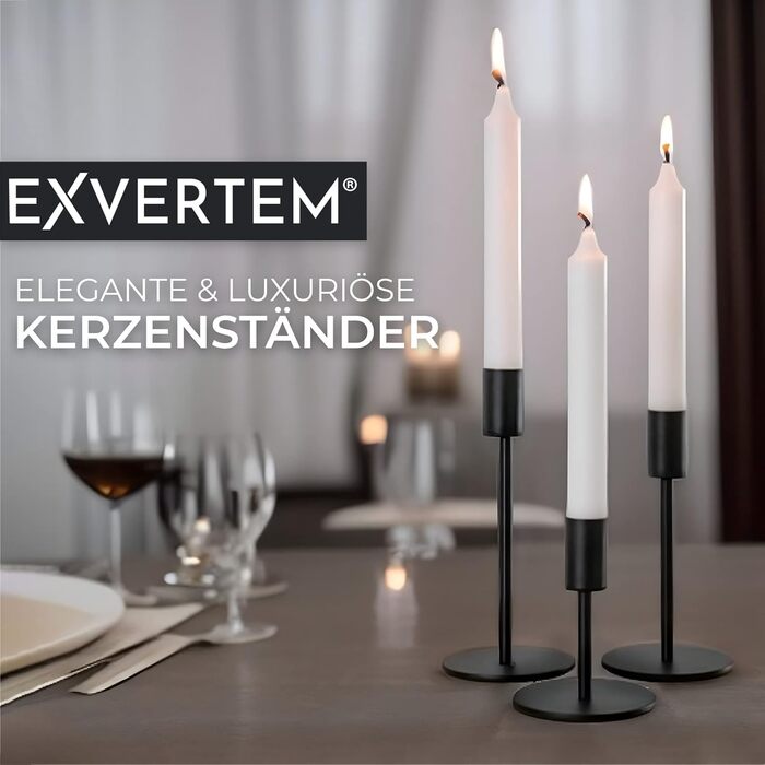 Набор из 3 черных подсвечников EXVERTEM