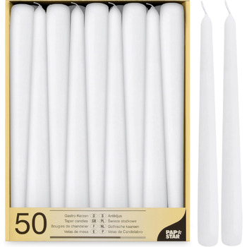 Набір з 50 конічних свічок 2,2 x 25 см, білий PAPSTAR
