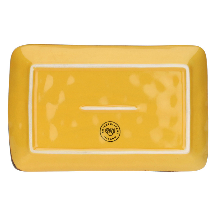 Блюдо сервірувальне прямокутне Rose&Tulpani Milano CONCERTO OCRA, керамограніт, охра, 20 х 13 см