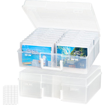 Коробка для хранения фотографий Lifewit 10,1 см x 15,2 см Фоточехол, 18 внутренних держателей для фотографий, прозрачные фотобоксы для хранения, пластиковый органайзер для фотографий для семян, открыток, поделок, наклеек, 2 шт. и