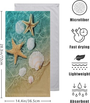 Різдвяні кухонні рушники Kwlegh, рушник для рук, різдвяна ялинка, цукерка-тростина, сніжинка, рушник для пальців, набір з 2 шт. , милий чоловічий рушник для ванни, високопоглинаючі рушники, 36 x (мушлі морських зірок)