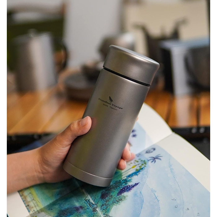 Титановые термосы Бутылки 450 мл Вакуумная кружка с фильтром Женщины Мужчины Спорт Велоспорт Бутылка для воды Двухслойная Легкая Походная Кемпинг Портативная Чай Кофе Вино Бизнес-Чашка Ti3010D (300 мл Ti3009d)