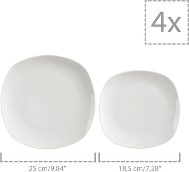 СПІВАЧКА Білий столовий сервіз Bilgola, порцеляновий набір посуду з 30 предметів на 6 персон, набір тарілок округлого дизайну, обідня тарілка (столовий сервіз 12 шт. )