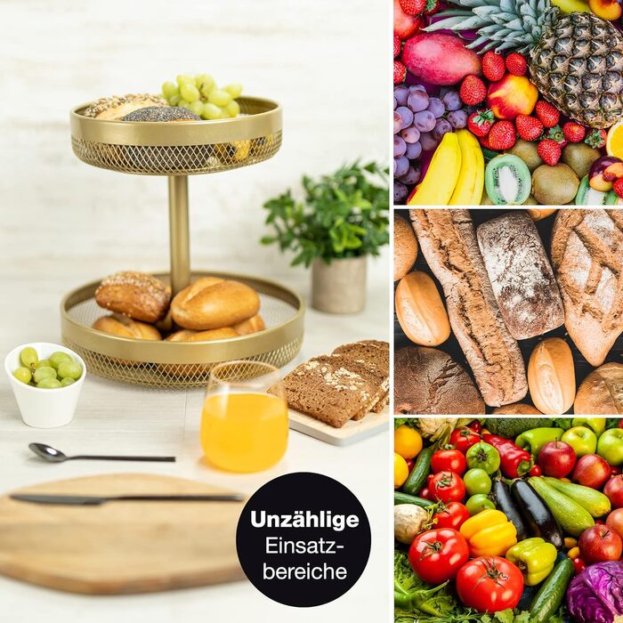 Подставка для фруктового торта Металл - Корзина с фруктами Подставка для торта - Подставка для торта с фруктовой чашей (золотая, круглая)