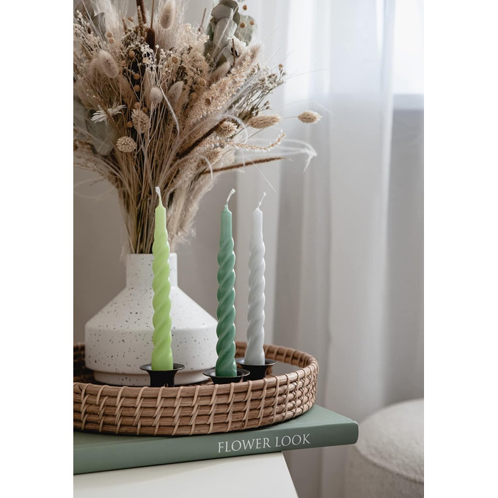 Свічки з крученим конусом, виготовлені в Італії, доступні 25 кольорів, лаковані настільні свічки, спіральні свічки з тривалим часом горіння 5 годин, декоративні свічки, 6 шт. , 2,2 x 21 см (світло-сірі)