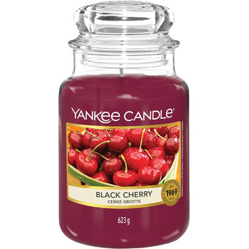 Ароматична свічка Yankee Candle у скляній банці (велика), свічка з тривалим часом горіння до 150 годин, ідеальні подарунки для жінок (ЧОРНА ВИШНЯ)