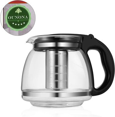 Чайник заварювальний скляний 2 л з фільтром для чаю OUNONA