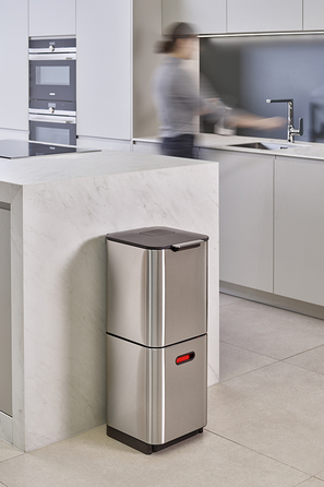 Контейнер для сміття з двома баками 40 л металік Totem Compact Joseph Joseph