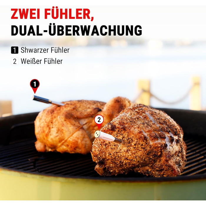 Термометр для м'яса 150 м Bluetooth помаранчевий Twin TempSpike ThermoPro