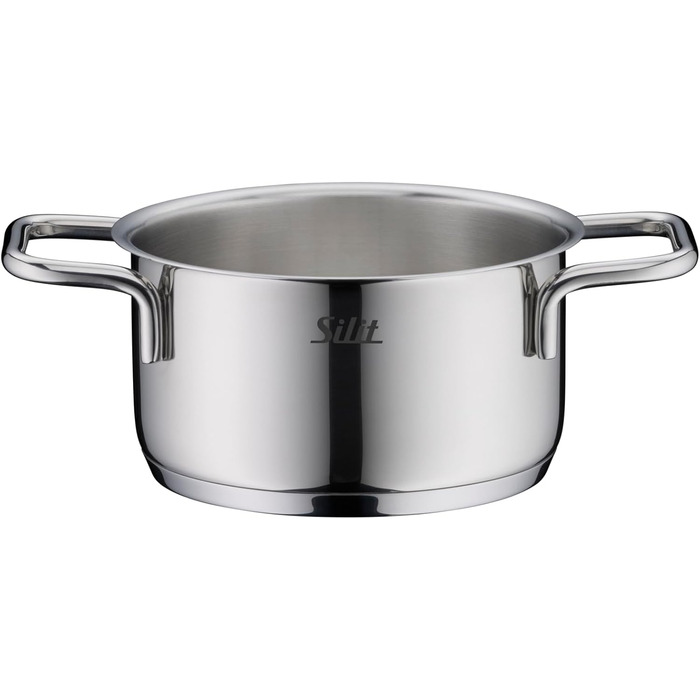 Набір посуду Silit Extra Cook каструлі 12/14 см зі скляною кришкою, внутрішньою мірною шкалою, широким обідком для зручного зливання, з нержавіючої сталі Crominox, для невеликих порцій, компактно складаються, запобігають розтіканню (каструля для смаження,