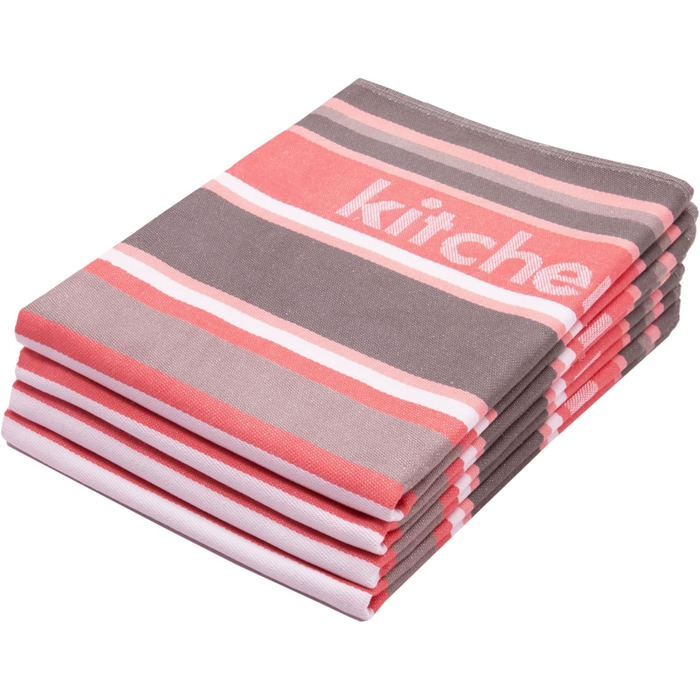 Набір кухонних рушників ZOLLNER із 4 бавовняних рушників 50x70 см поглинаючі та міцні кухонні рушники можна прати до 60C мятні смужки якість для громадського харчування сертифіковано Oeko-Tex (червоне)