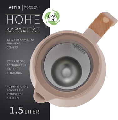 Термоглечик з чайним фільтром 1,5 л, хакі VETIN