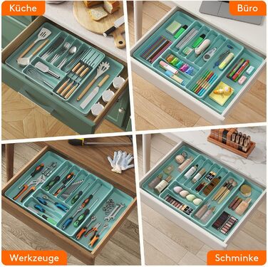 Органайзер для столових приладів 60 х 40 х 4,6 см бірюзовий Lifewit