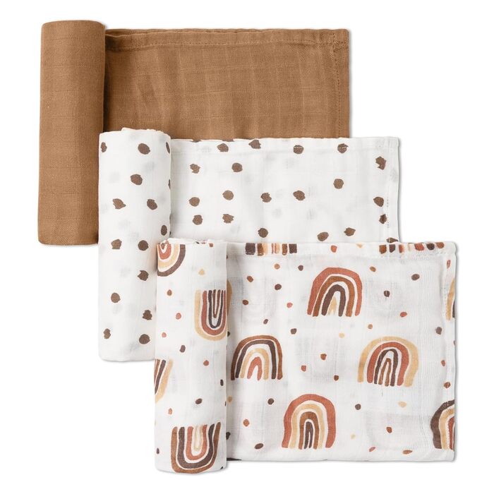 Муслінові серветки GLLQUEN для немовлят, 6 шт. бавовняних серветок для відрижки, 70 см x 70 см, абсорбуючі та дихаючі, ідеально підходять для очищення, витирання та покриття новонароджених (сонце, 3 шт.)