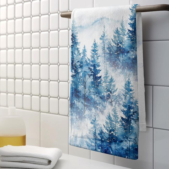Різдвяні кухонні рушники Kwlegh, рушник для рук, різдвяна ялинка, цукерка-тростина, сніжинка, рушник для пальців, набір з 2 шт. , милий чоловічий банний рушник, високопоглинаючі рушники, 36 x (Сніжний ліс)