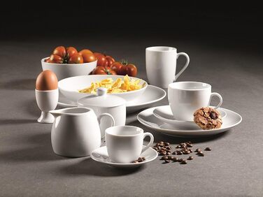 Серия Alesia, фарфоровый комбинированный сервиз 62 предмета, базовая посуда на 6 персон, идеальный стартовый набор, белый